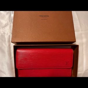 Louis Vuitton Epi Portotrezole International Trifold Wallet Red